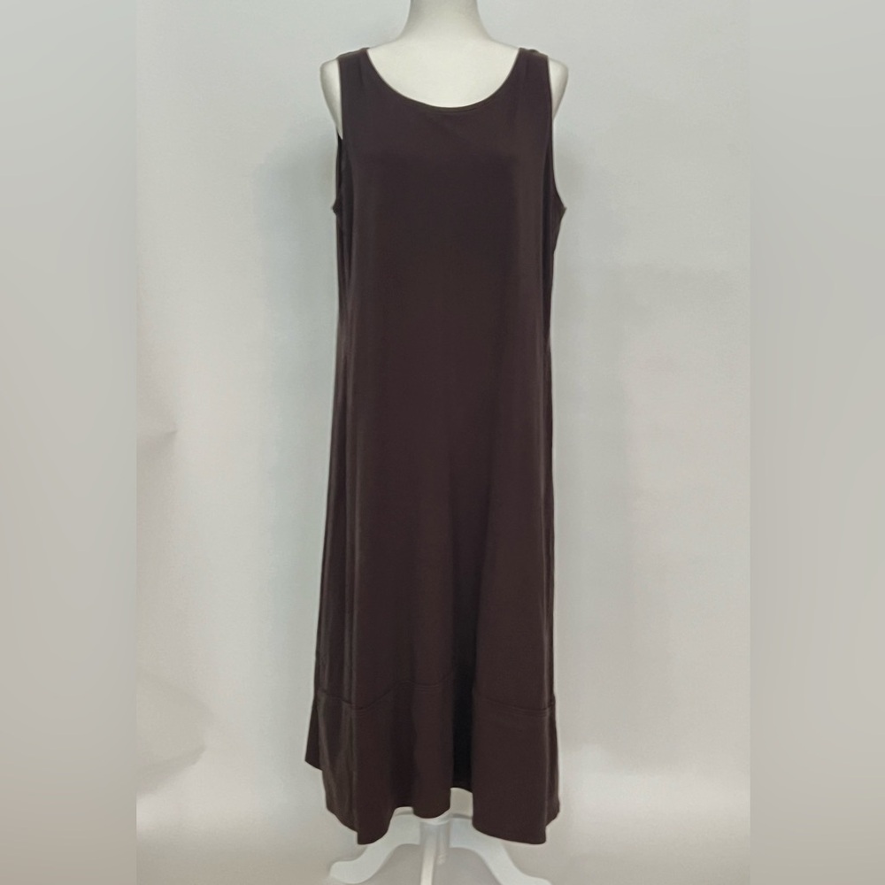 Eileen Fisher Dark Brown Sleeveless Maxi Dress